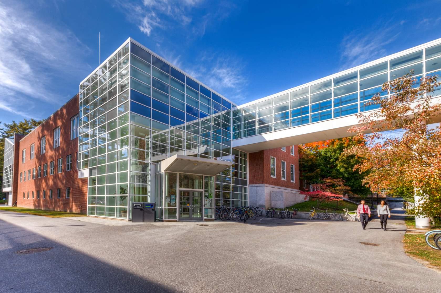 Modern entrance to Druckenmiller Hall